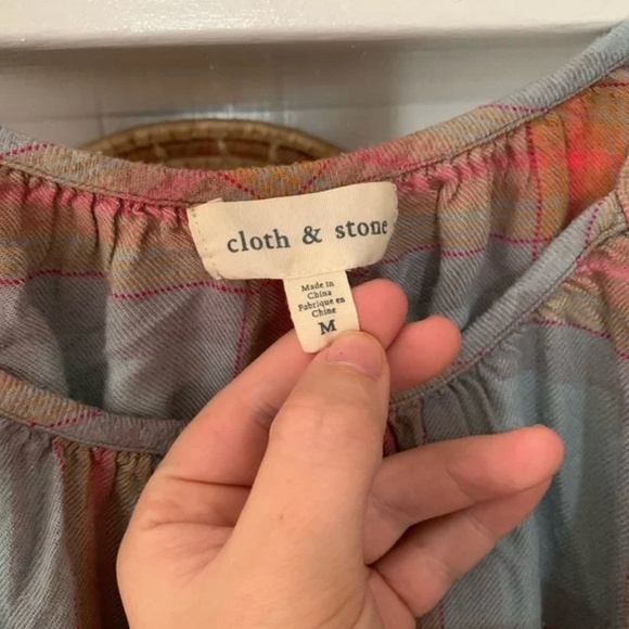 Anthropologie Cloth & Stone Plaid Spaghetti Strap Cotton Tank Top - Picture 5 of 7